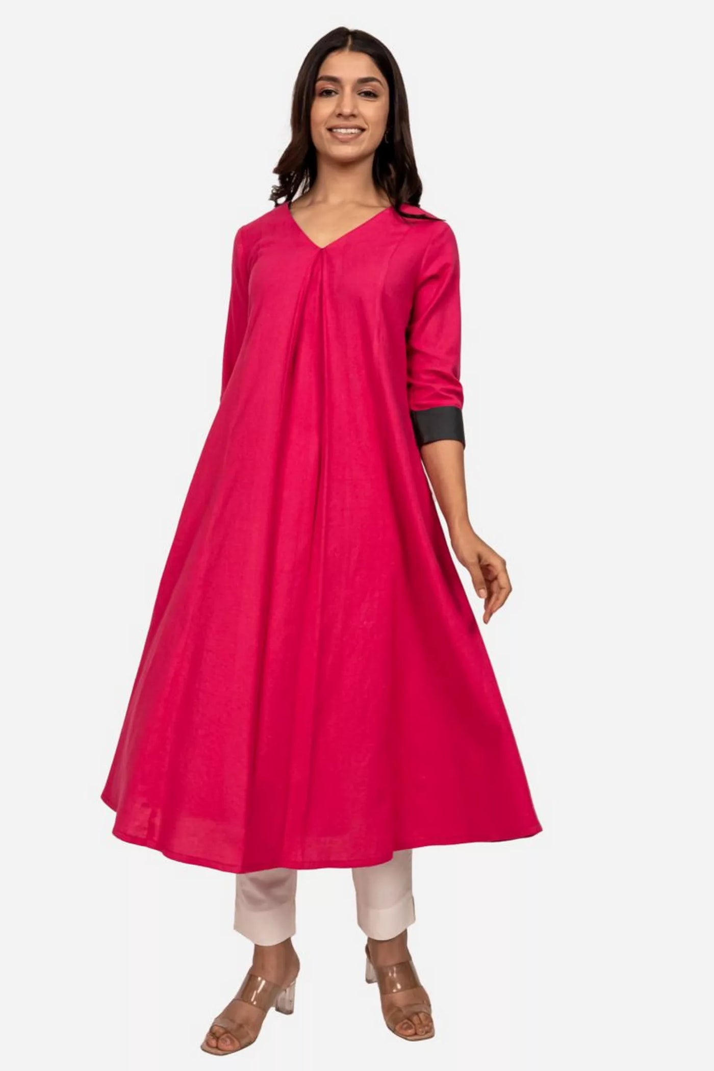 Pink Cotton Flex Kurta Dress
