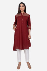 Maroon Straight Fit Kurta