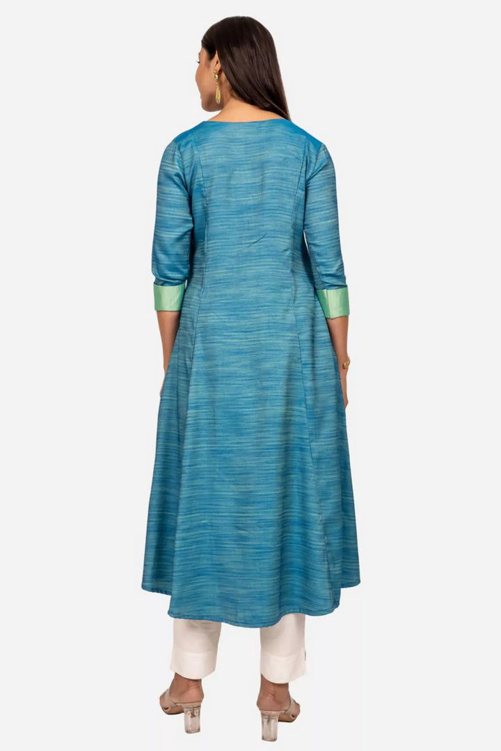 Turquoise Blue And Aqua Green Double Shade Kurta Dress