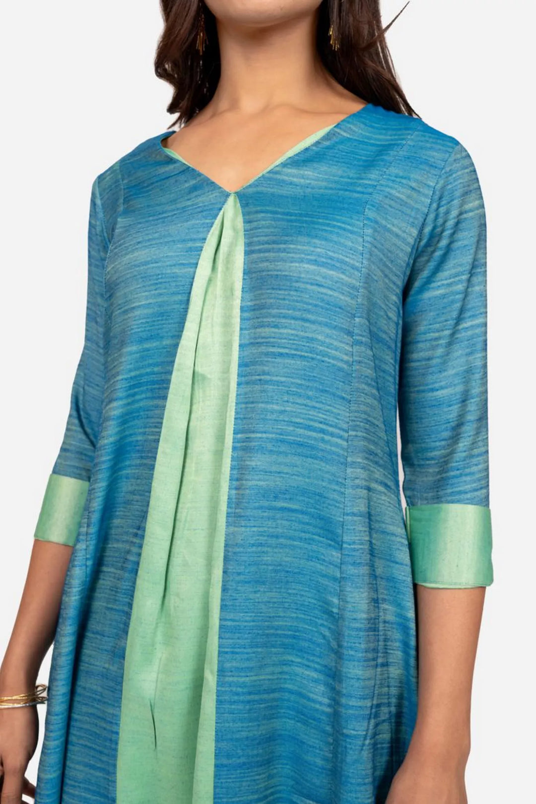 Turquoise Blue And Aqua Green Double Shade Kurta Dress