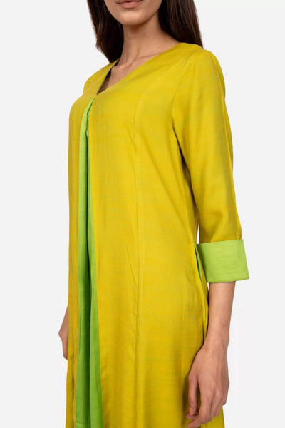 Lime Green And Parrot Green Double Shade Kurta Dress