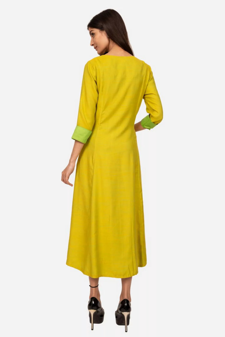 Lime Green And Parrot Green Double Shade Kurta Dress