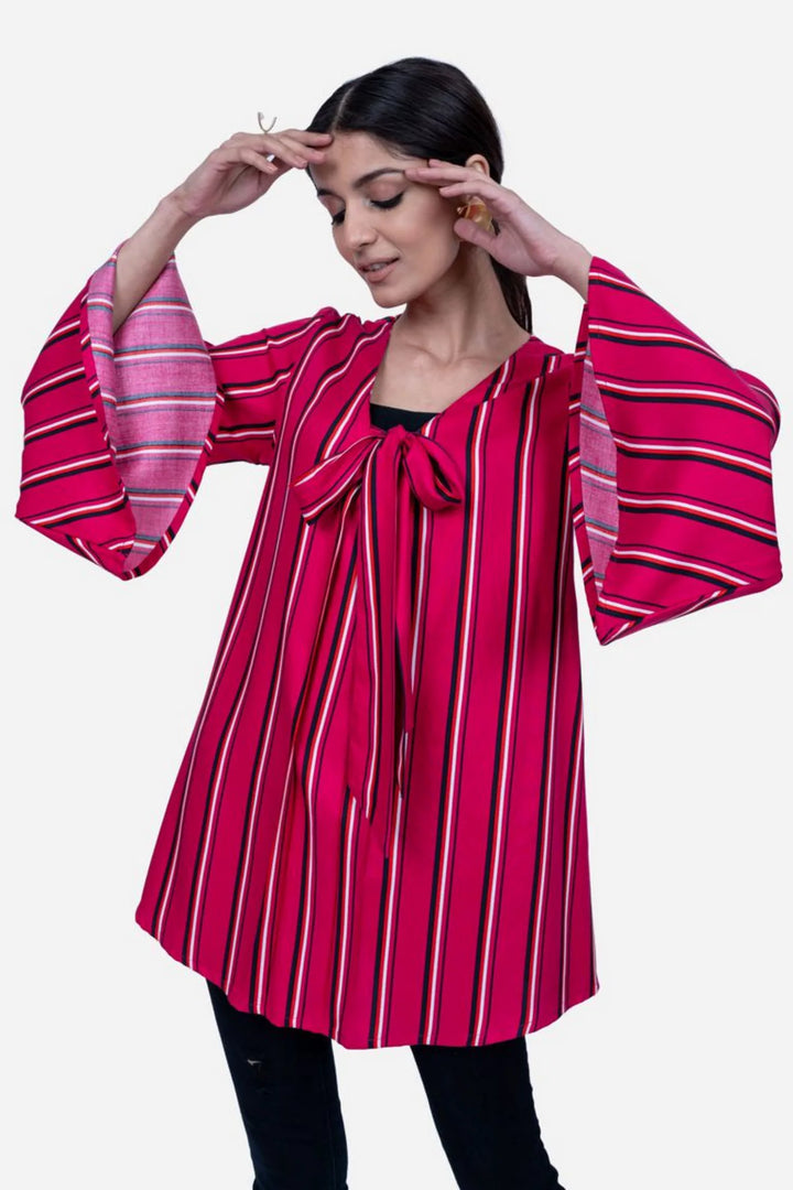 Pink Stripe Flared Shirt