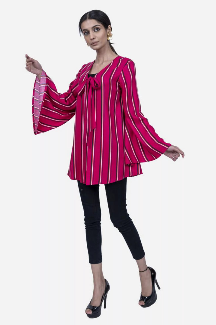 Pink Stripe Flared Shirt