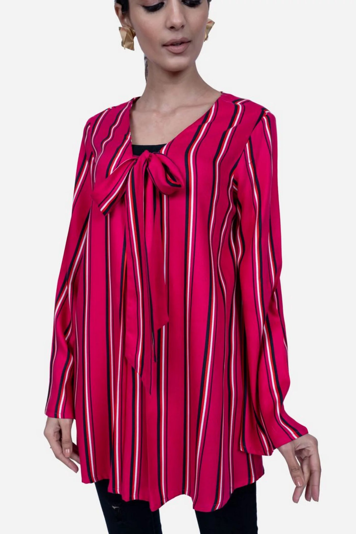 Pink Stripe Flared Shirt