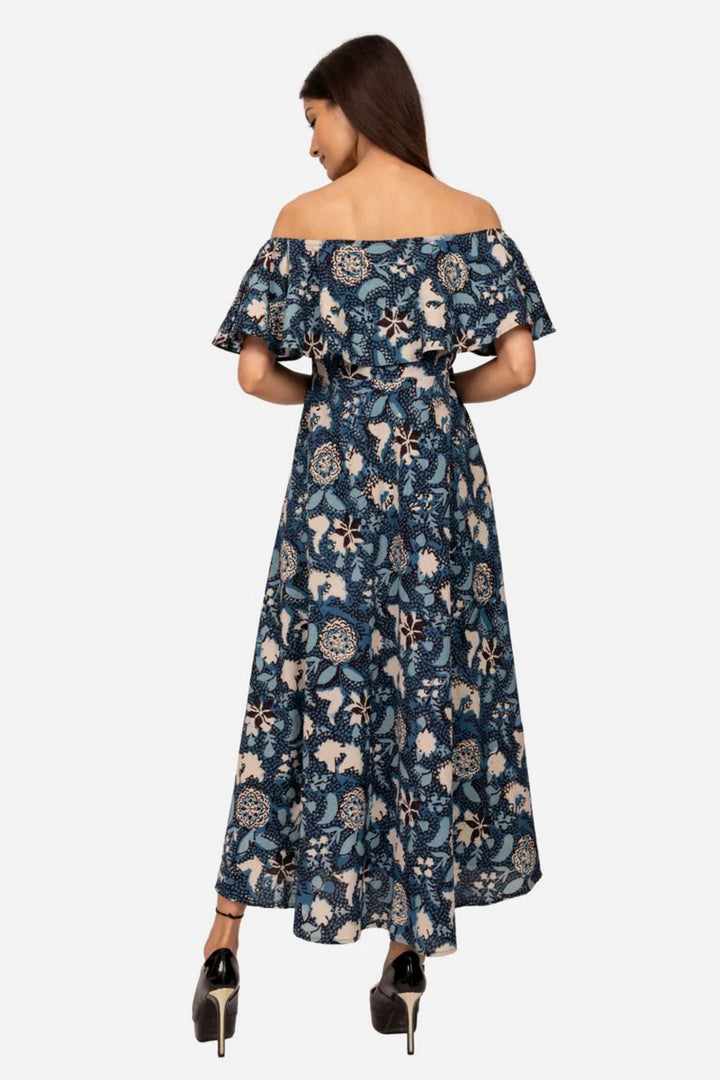 Indigo off shoulder dress