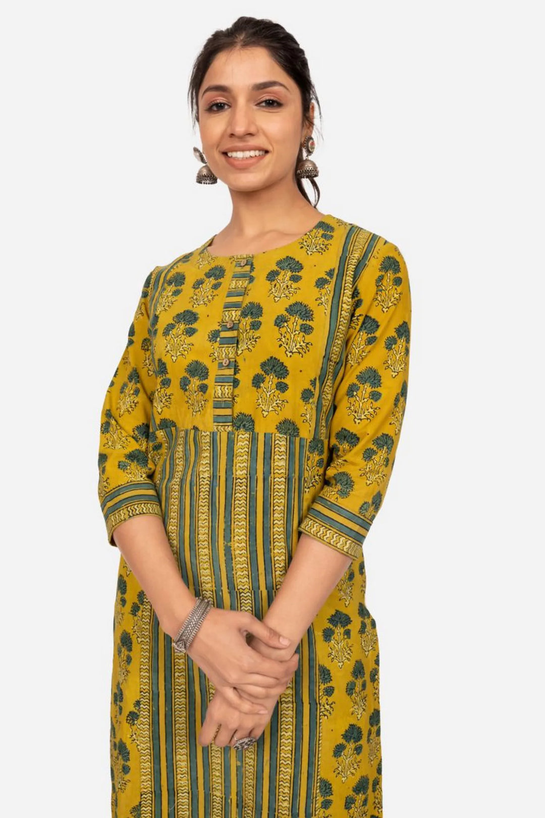 Mustard Ajrakh Kurta