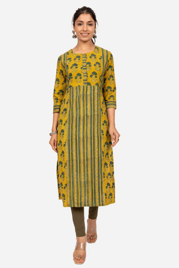 Mustard Ajrakh Kurta