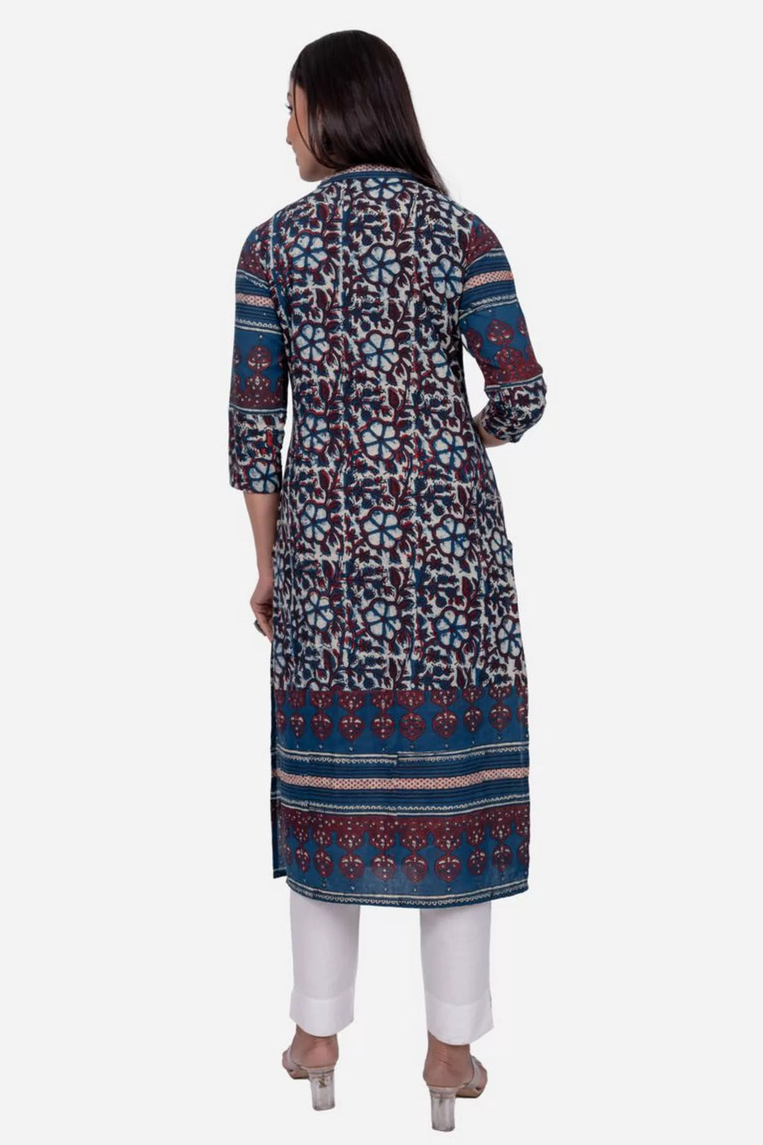 Navy Ajrakh Printed Kurta