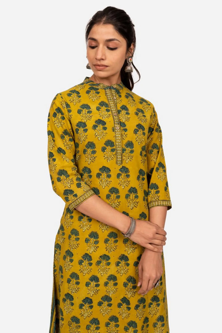 Mustard High Low Kurta