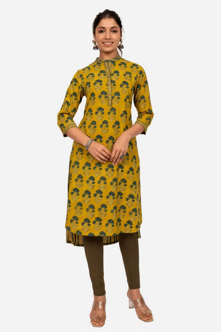 Mustard High Low Kurta