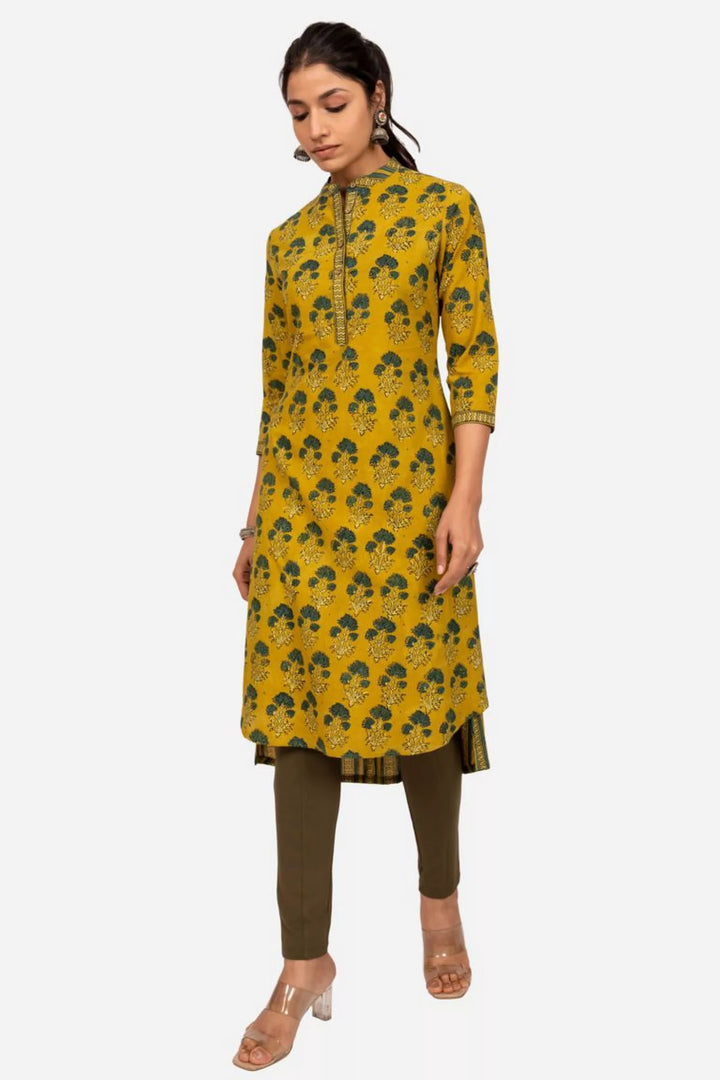 Mustard High Low Kurta