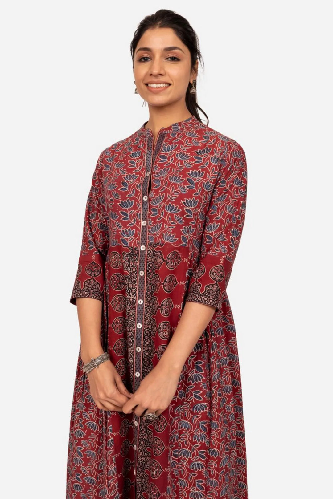 Maroon Front Open Kurta