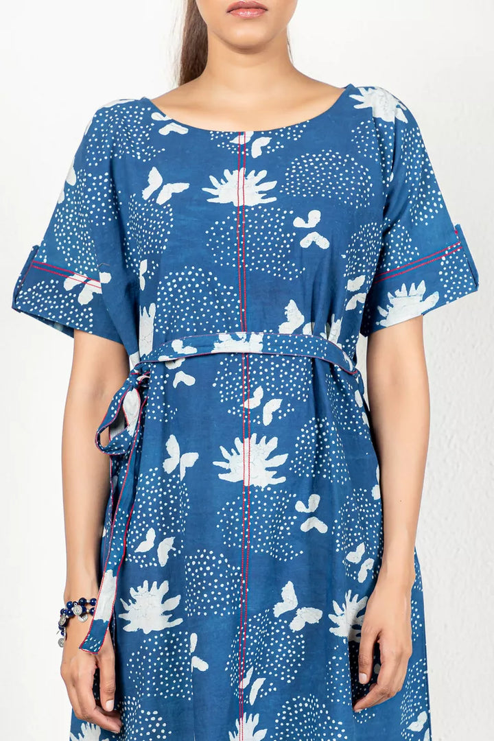 Indigo-Colored Dabu Printed Dress