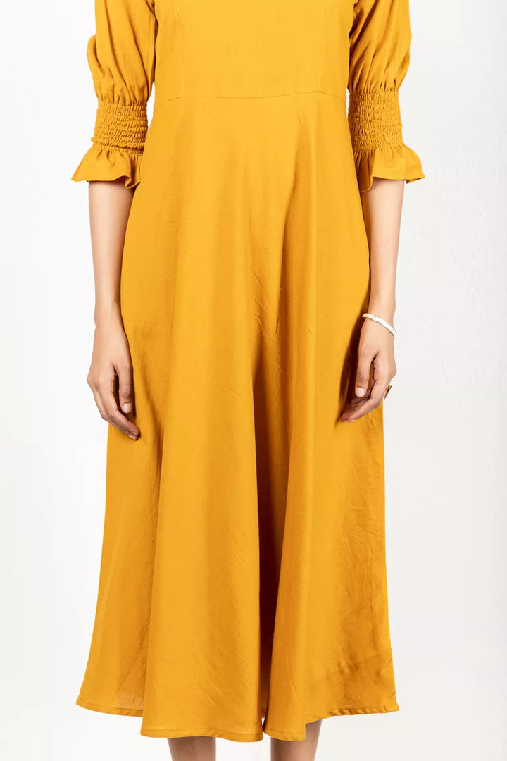 Mustard Cotton Flax Dress