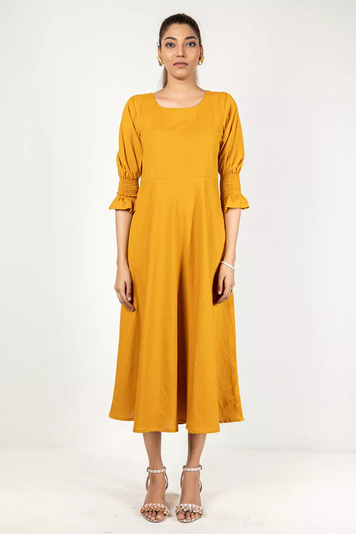 Mustard Cotton Flax Dress