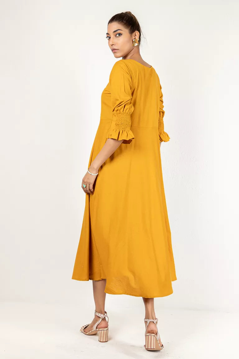 Mustard Cotton Flax Dress