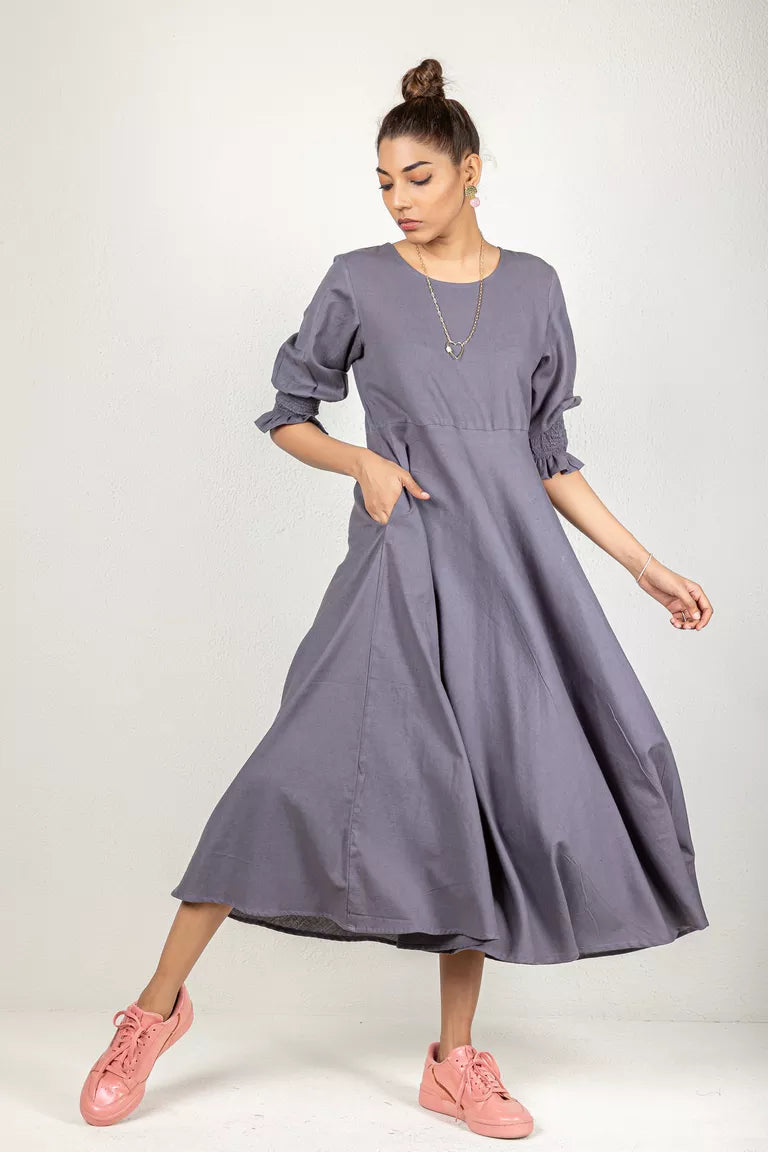 Cotton Flax Grey Dress