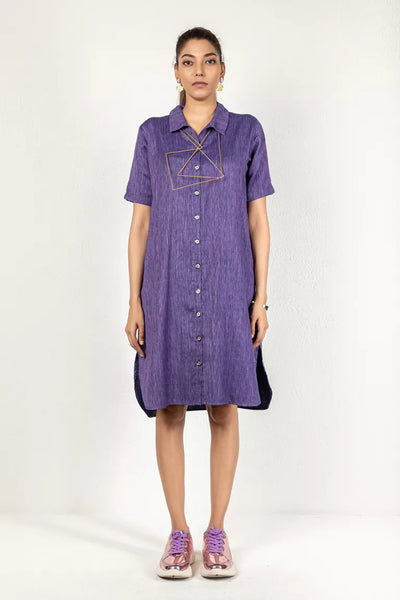 Two-Tone Yarn Dyed Purple Cotton Dress