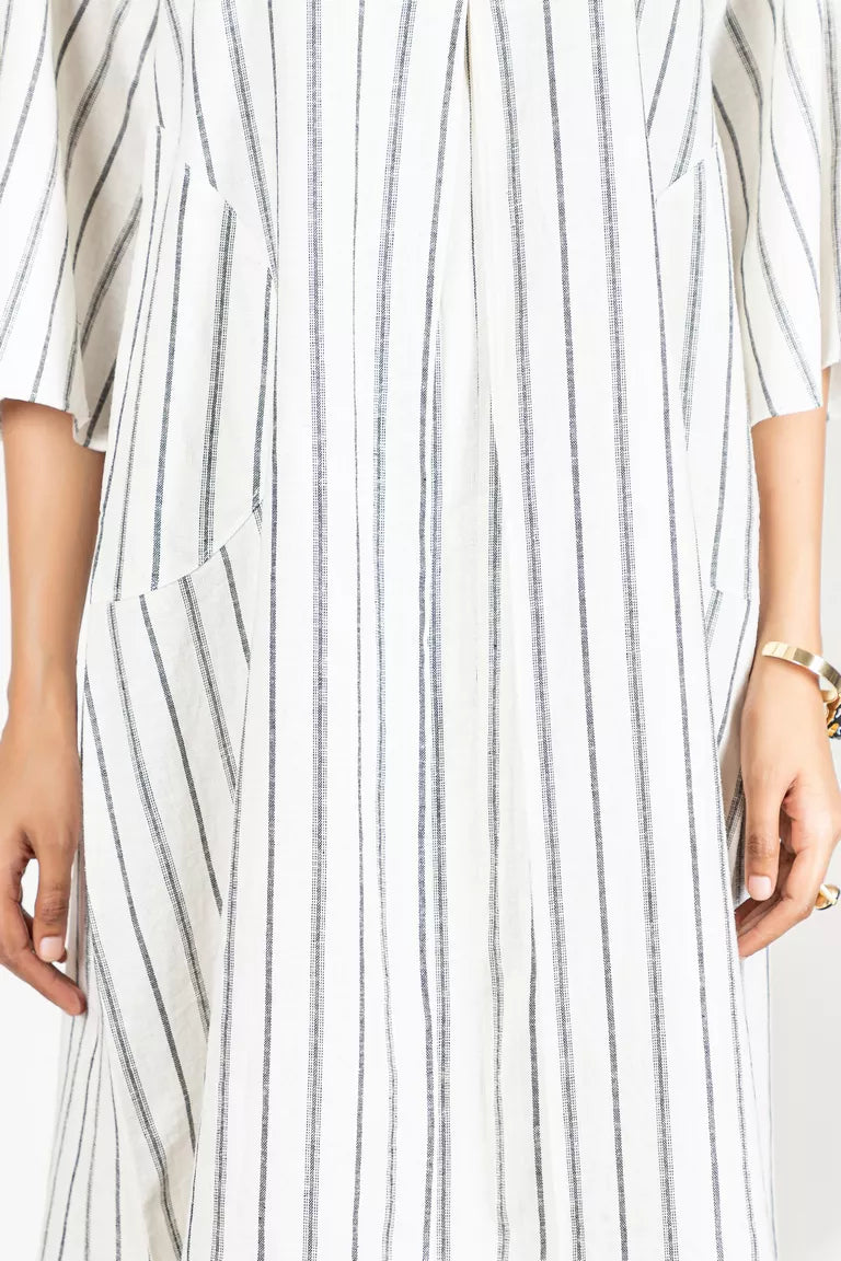 Off-White Striped Linen Dress