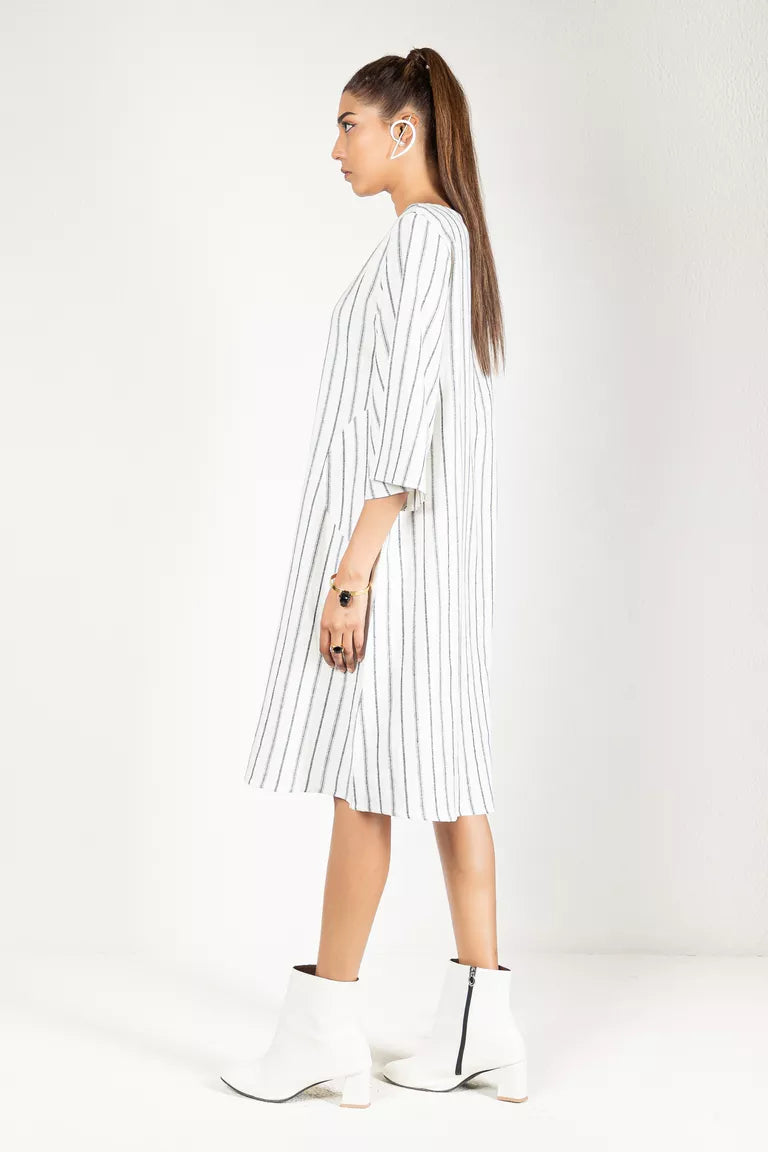 Off-White Striped Linen Dress