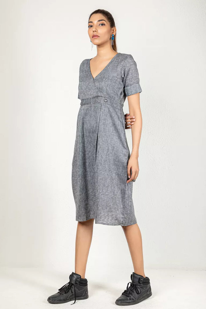 Grey Solid Dress