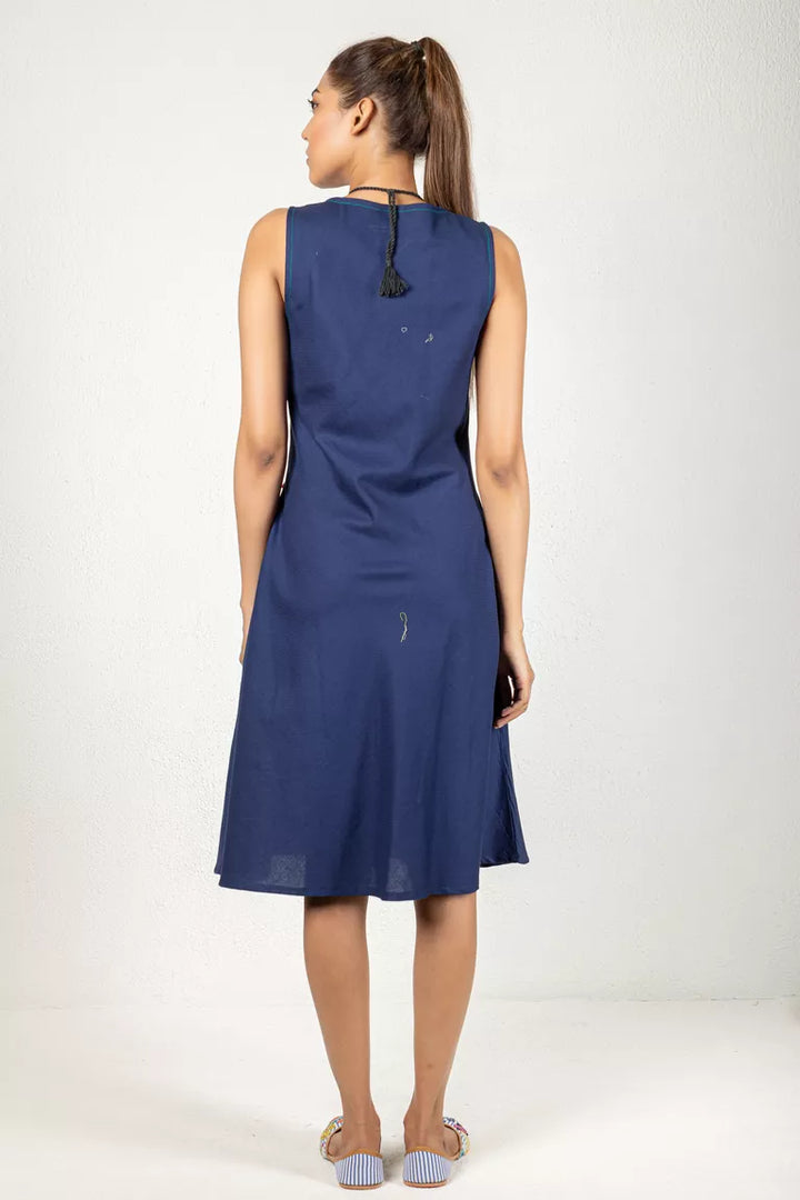 Navy Blue Color Cotton Dress