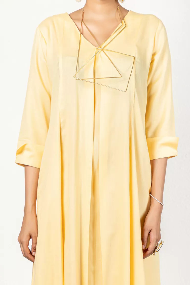 V-Neck Yellow Dress