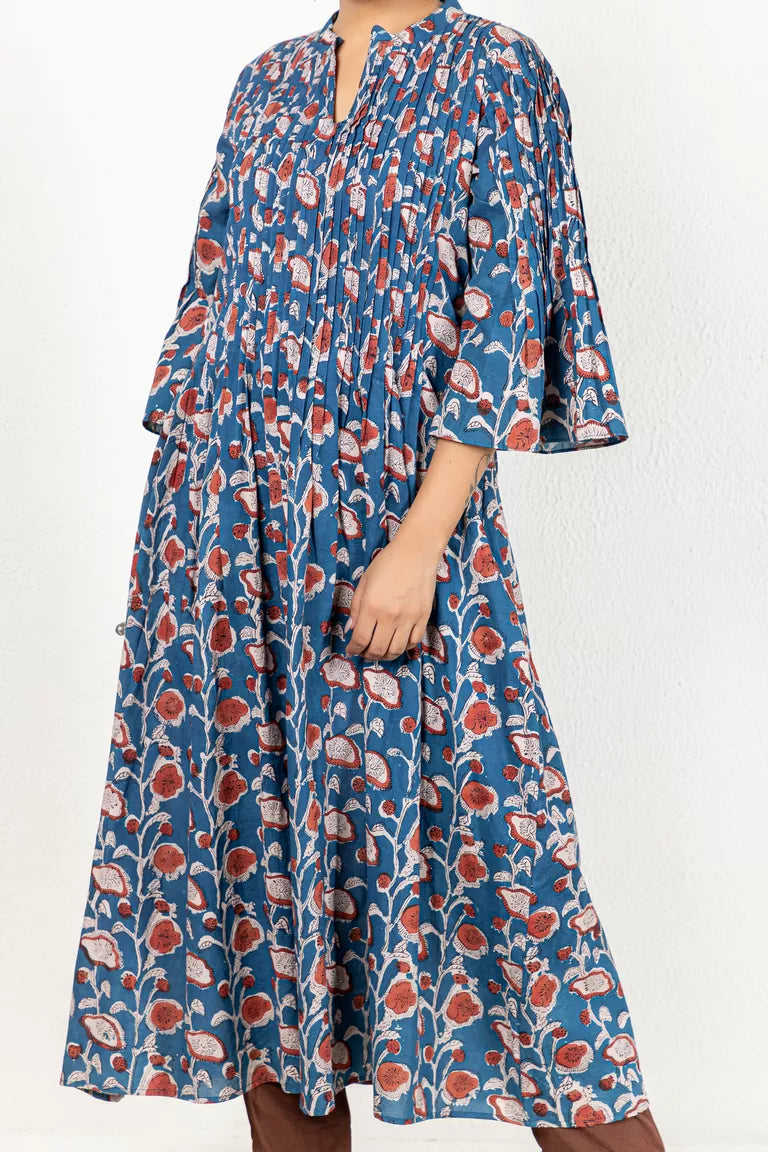 Indigo & Rust Hand Block Jaota Printed Kurta