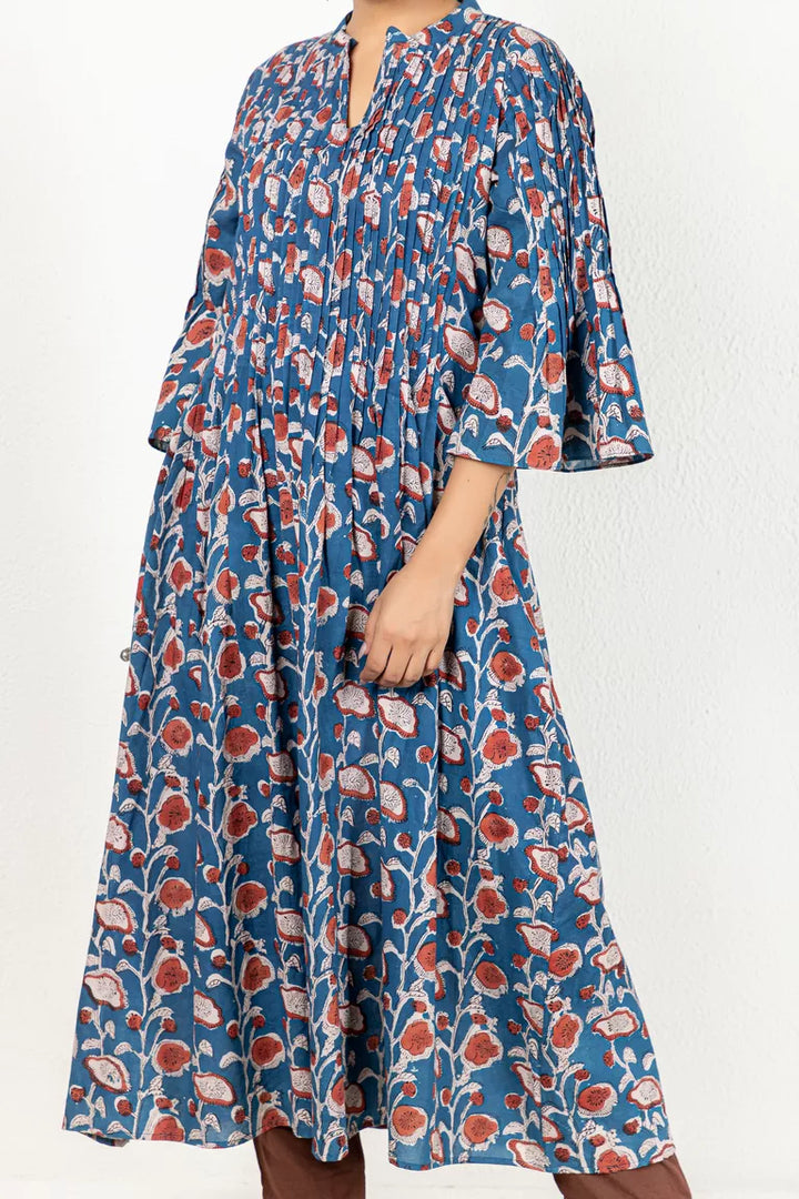 Indigo & Rust Hand Block Jaota Printed Kurta