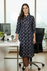 Indigo & Maroon Hand Block Jahota Print Kurta