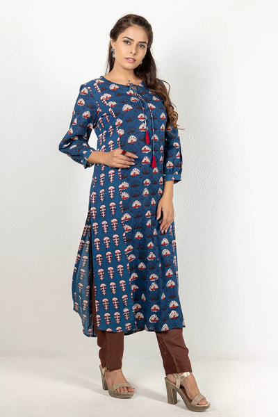 Hand Block Jaota Printed Indigo Dress