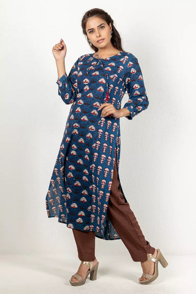 Hand Block Jaota Printed Indigo Dress