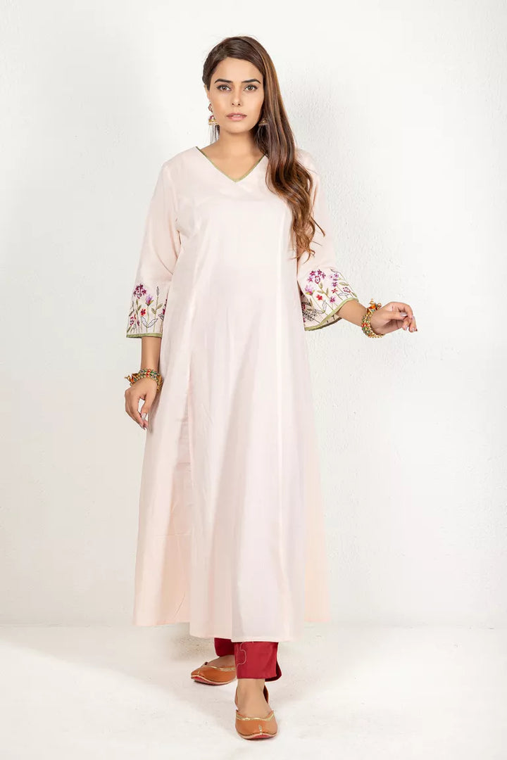 Soft Peach Cotton Kurta