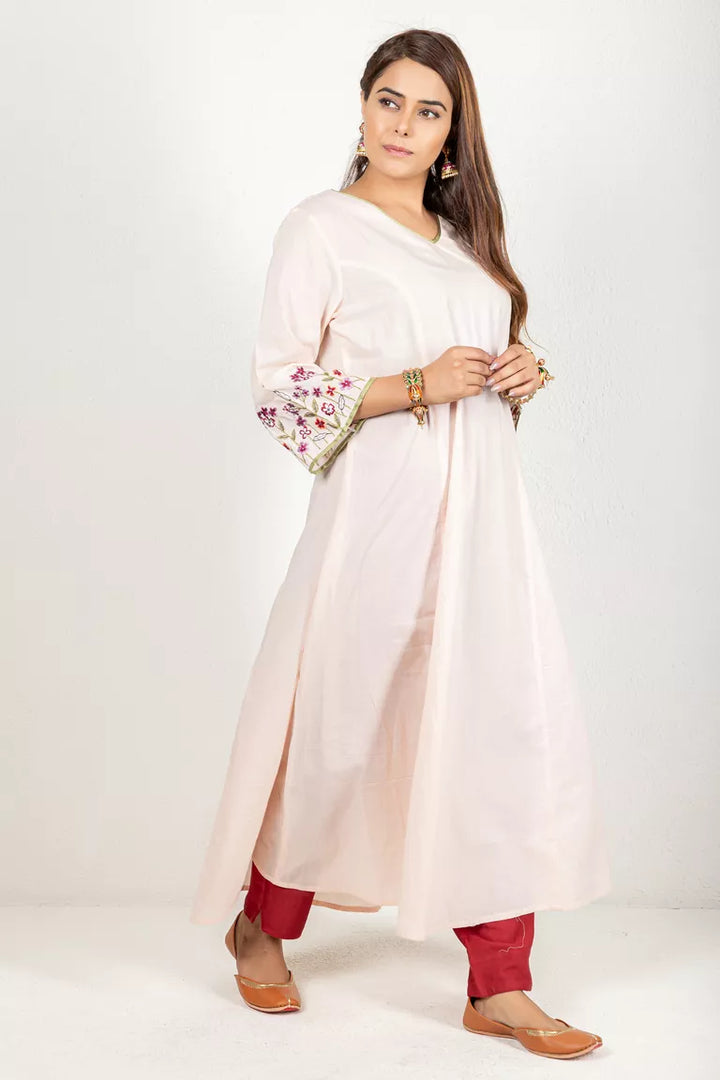 Soft Peach Cotton Kurta