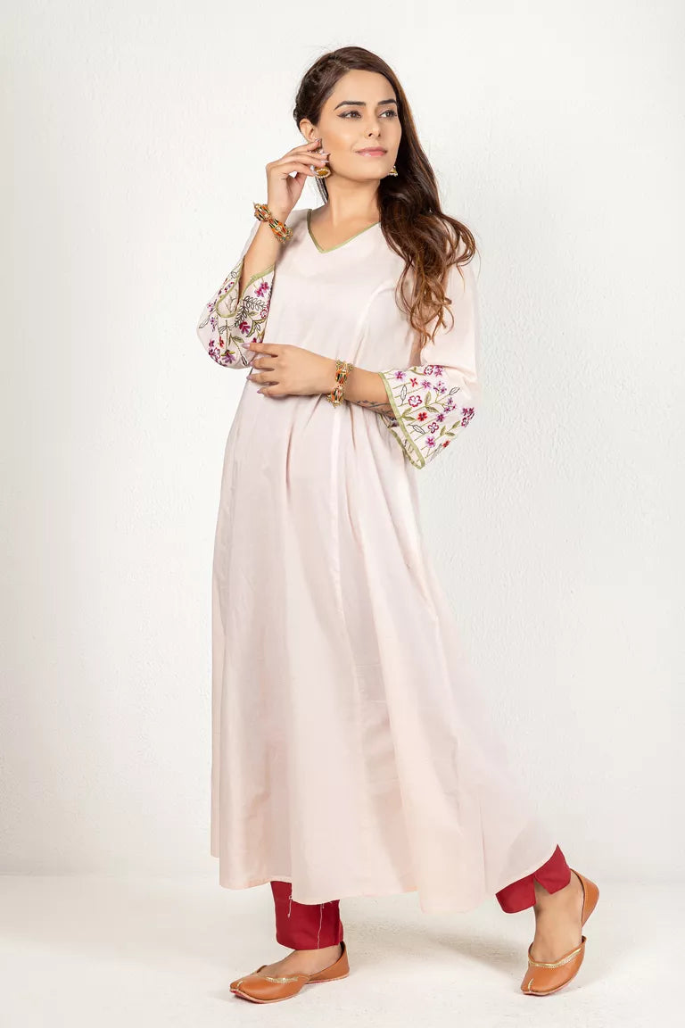 Soft Peach Cotton Kurta