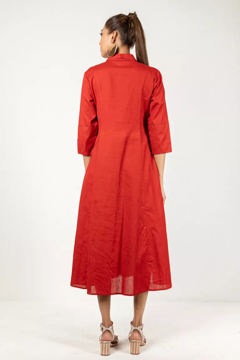 Rust Cotton Kurta Dress