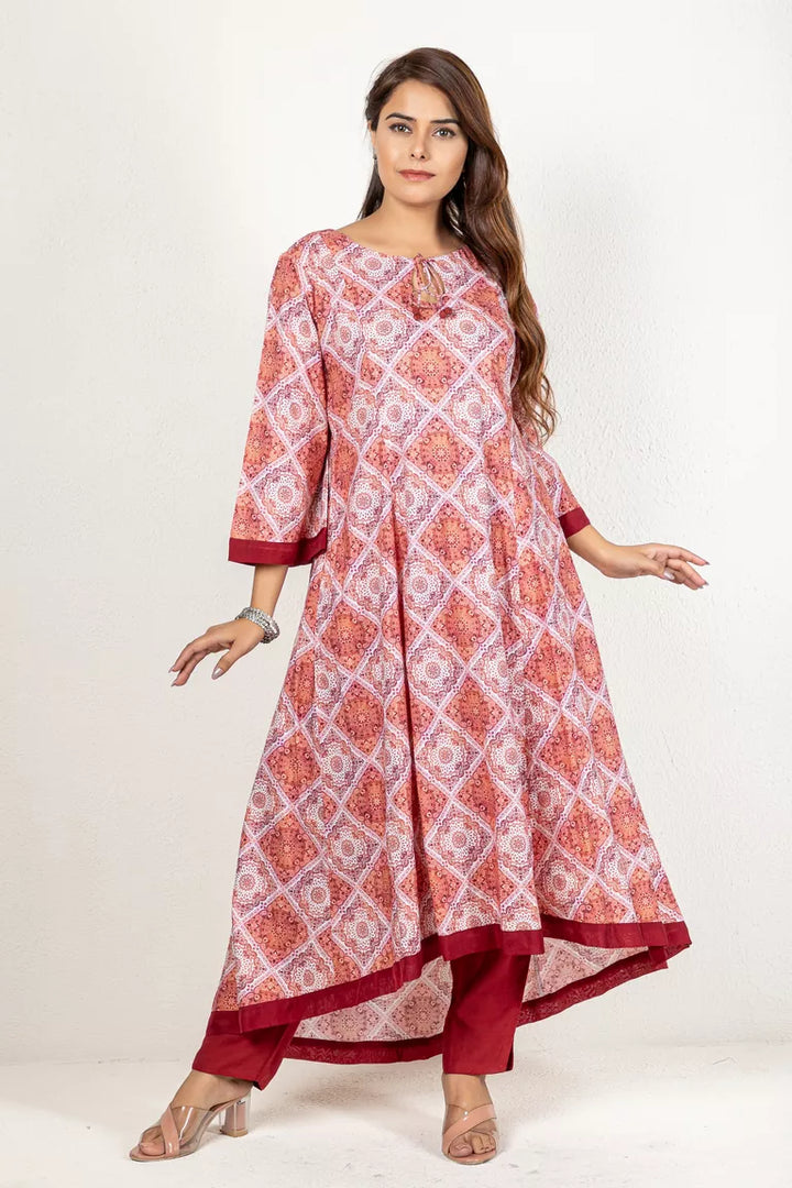 Onion Pink Digital Print Kurta