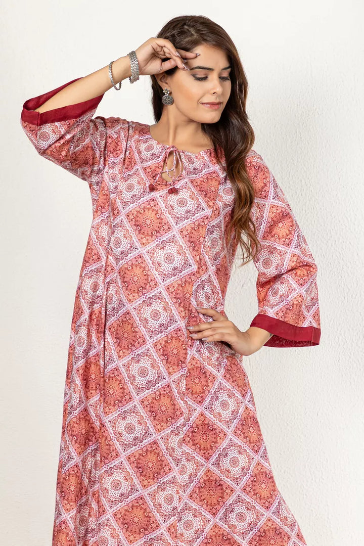 Onion Pink Digital Print Kurta