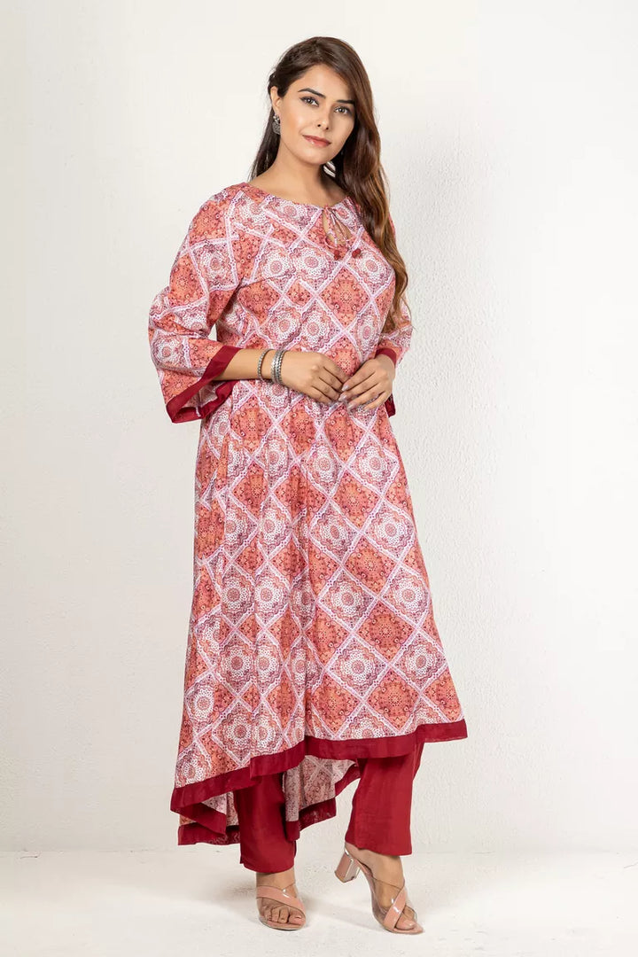 Onion Pink Digital Print Kurta