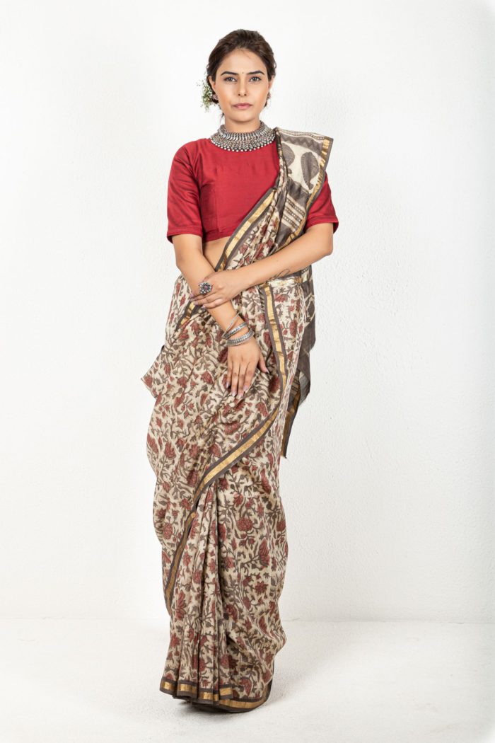 Shades Of Earthy Brown-Rust Saree