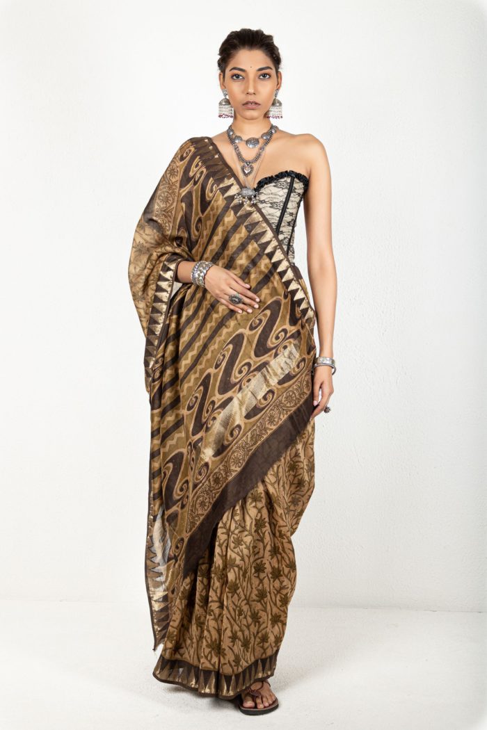 Shades Of Brown Chanderi Saree