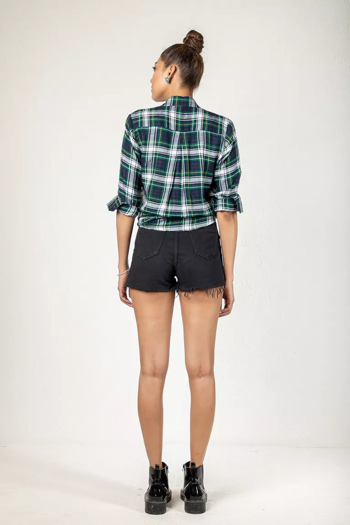 Bottle Green & Navy Blue Checked Shirt