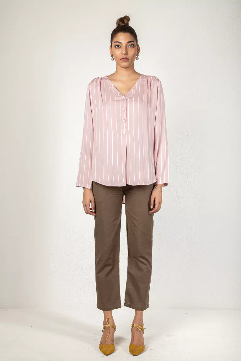 Nude Pink Striped Shirt