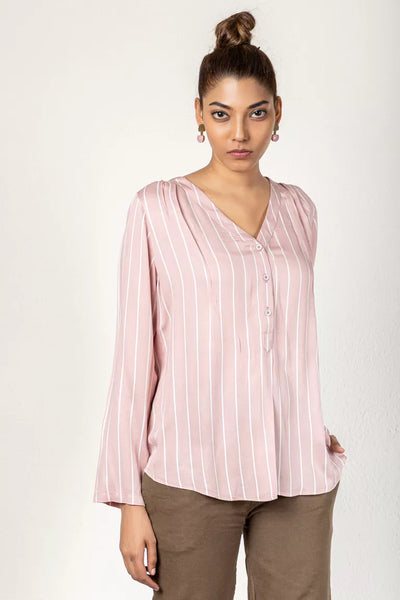 Nude Pink Striped Shirt