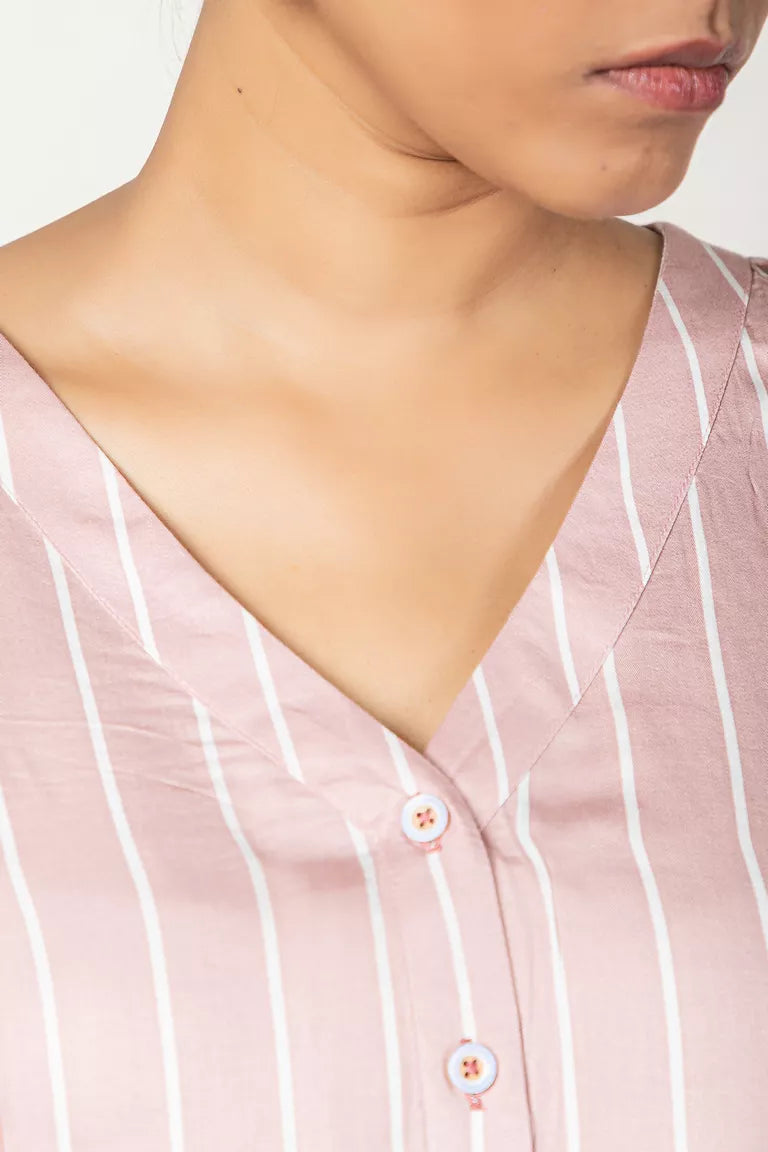 Nude Pink Striped Shirt