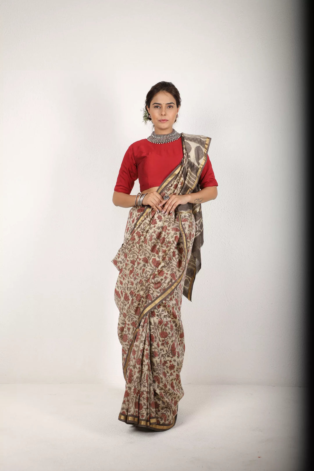 Shades Of Earthy Brown-Rust Saree