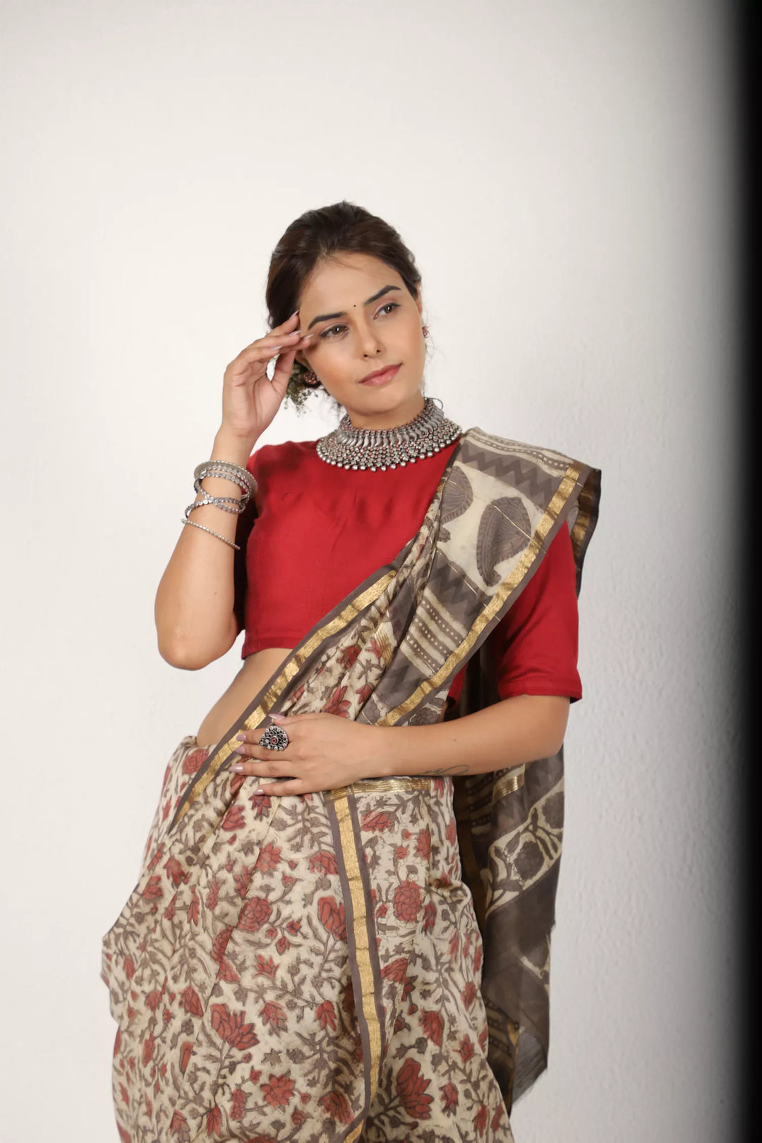 Shades Of Earthy Brown-Rust Saree