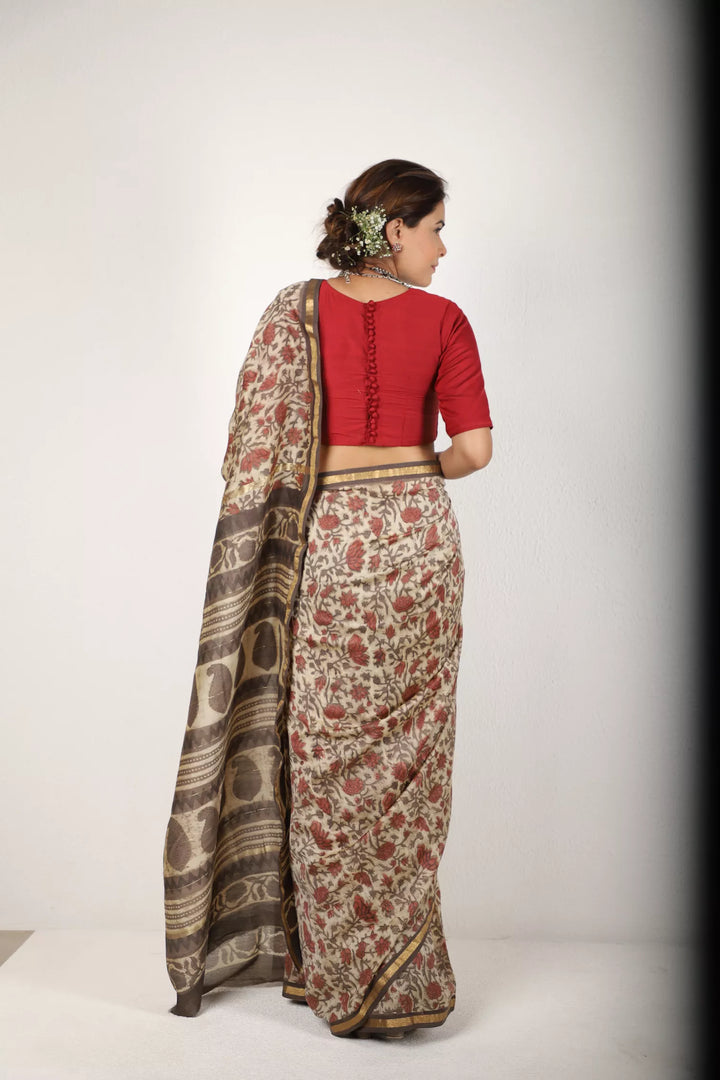 Shades Of Earthy Brown-Rust Saree