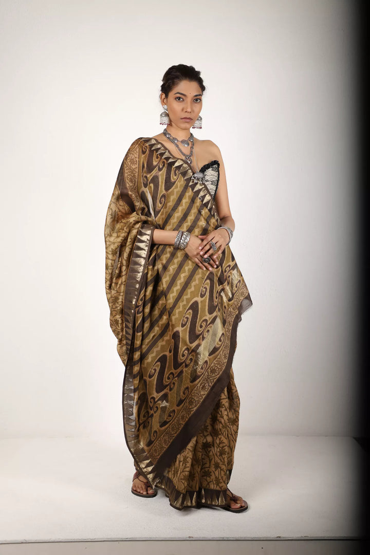 Shades Of Brown Chanderi Saree